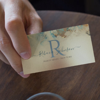Blue Guld Modern Abstrakt Visitkort