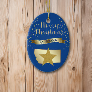 Blue Guld Montana Star Julgransprydnad Keramik