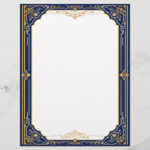 Blue Guld och White Art Deco Brevhuvud