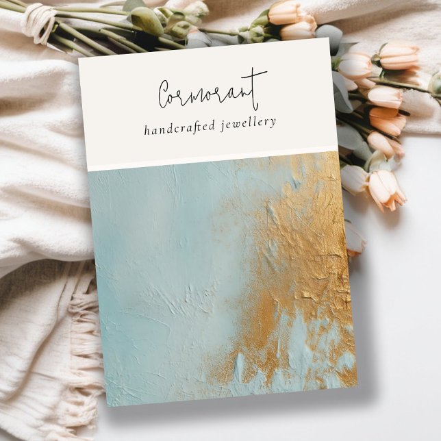 Blue Guld Oil Paint Struktur Blank Jewelry Visning Visitkort (Skapare uppladdad)