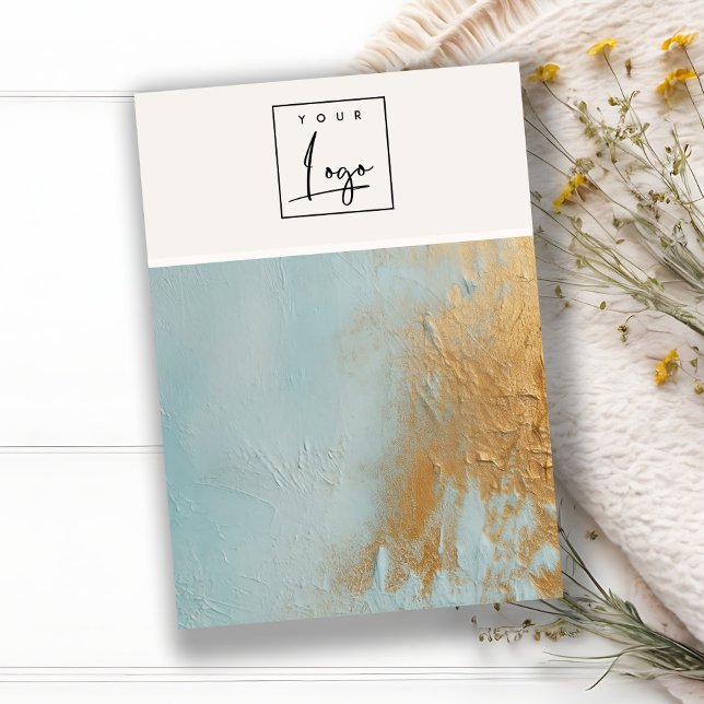 Blue Guld Oil Paint Struktur Logotyp Blank Jewelry Visitkort (Skapare uppladdad)