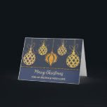 Blue Guld Ornaments Brother-jul Kort<br><div class="desc">God jul för broderkort i modernt marinblått med guld glitter-julklacksdekorationer.</div>