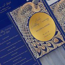Blue Guld Peacock Indian Hindu Bröllop Ceremony