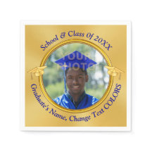 Blue Guld Photo Personlig, Studenten Napkins