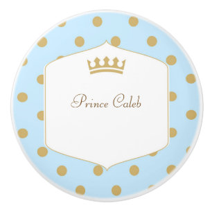 Blue & Guld Polka dots Prince Krona Dresser Knopp