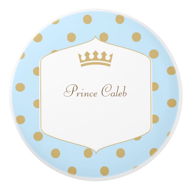 Blue & Guld Polka dots Prince Krona Dresser Knopp (Framsidan)