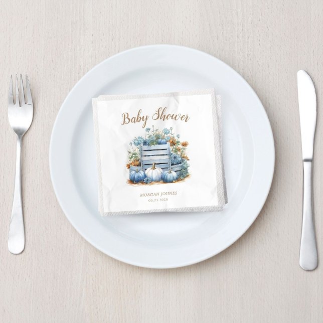 Blue Guld Pumpkin Autumn Shower Pappersservett (Skapare uppladdad)