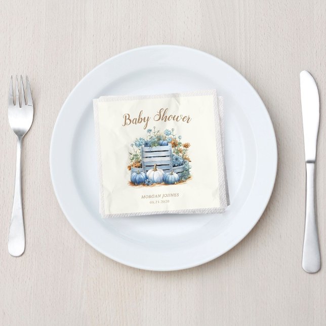 Blue Guld Pumpkin Autumn Shower Pappersservett (Skapare uppladdad)