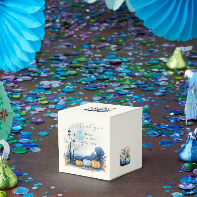 Blue Guld Pumpkin Baby Shower Monogram Presentaskar (Part)