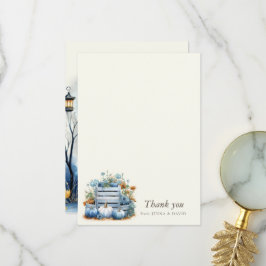 Blue Guld Pumpkin Baby Shower - tack för ditt kort