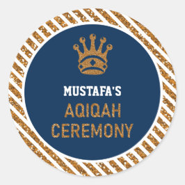 Blue Guld Royal Krona Prince Aqiqah Runt Klistermärke