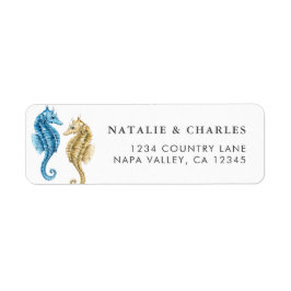 Blue Guld Seahorse Returadress Returadress Etikett