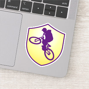 Blue Guld Silhouette Cyclist Shield Klistermärken