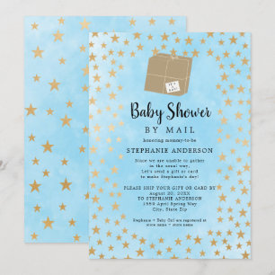 Blue Guld Star Boy Shower per post Inbjudningar