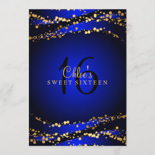 Blue & Guld Stardust Sweet 16-inbjudan Inbjudningar