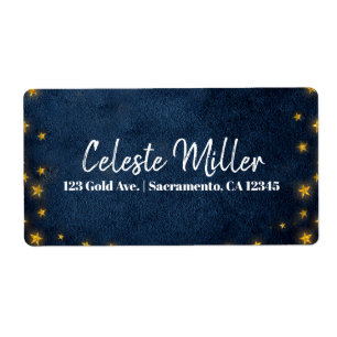 Blue Guld Stars Celestial Starry Himlar Party Fraktsedel