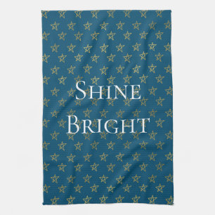Blue Guld Stars Shine Bright Kökshandduk