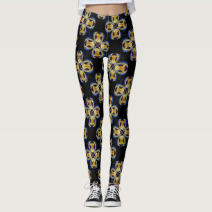 Blue guld stjärna oändlig mönster leggings