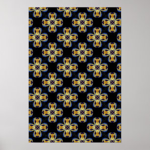 Blue guld stjärna oändlig mönster poster