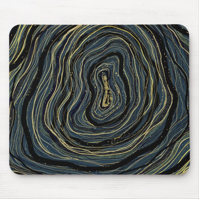 Blue Guld Swirl Glam Art Musmatta (Framsidan)
