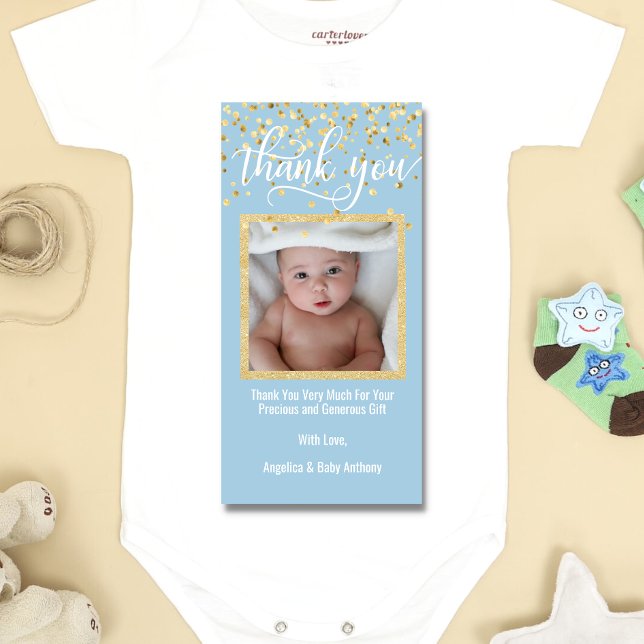 Blue Guld TACK Baby Shower BOY | FOTO Kort (Skapare uppladdad)