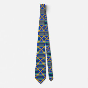 Blue Guld Teal Kente African Neck Tie Slips
