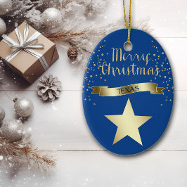 Blue Guld Texas Star Julgransprydnad Keramik