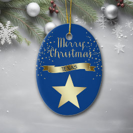 Blue Guld Texas Star Julgransprydnad Keramik