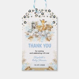 Blue Guld Tropical Safari Animals Boy Shower Presentetikett
