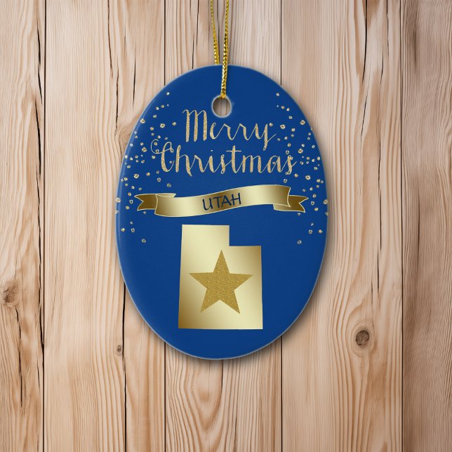 Blue Guld Utah Star Julgransprydnad Keramik (Skapare uppladdad)
