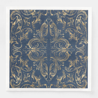 Blue guld Vintage Ornate Guld Pappersservett
