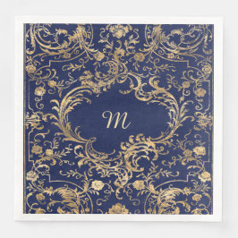 Blue guld Vintage Ornate Guld Pappersservett