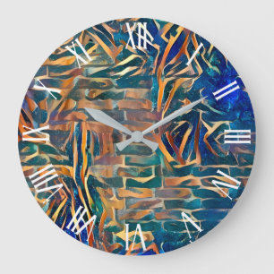 Blue Guld Wall Art Dream Stor Klocka