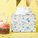 Blue Gult Boho Blommigt Baby Shower Birthday Presentpapper<br><div class="desc">Blommönstret elegant blått och gult på den här pappra. Underbar för födelsedag,  babyduschar,  möhippor och bröllop.</div>
