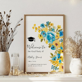 Blue Gult Bold Wildblomme Studenten Välkommen Poster