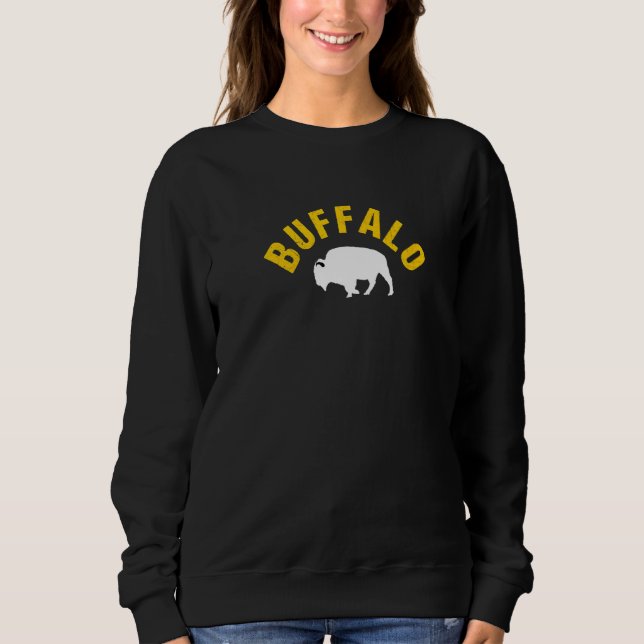 Blue Gult Buf Buffalo Throwback Retro Buf New Unga T Shirt (Framsida)