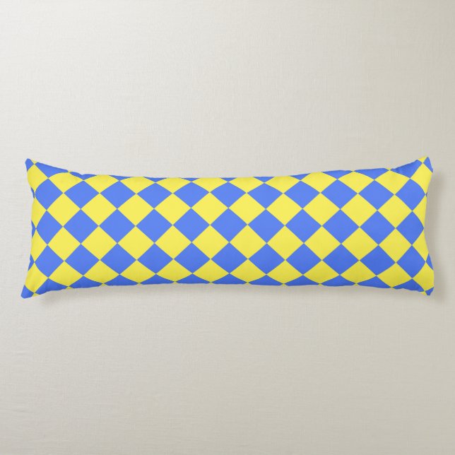 Blue Gult Checker Diamond Mönster Kroppskudde (Framsidan)