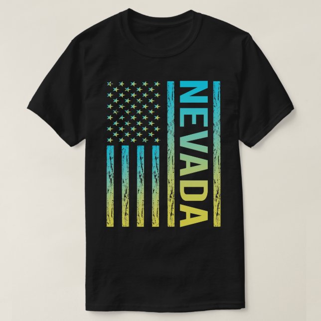 Blue Gult Flagga Nevada T Shirt (Design framsida)
