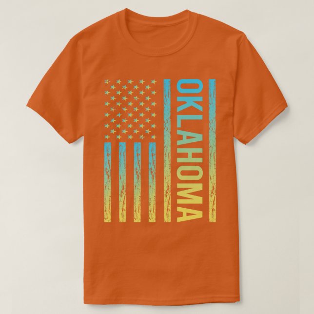 Blue Gult Flagga Oklahoma T Shirt (Design framsida)