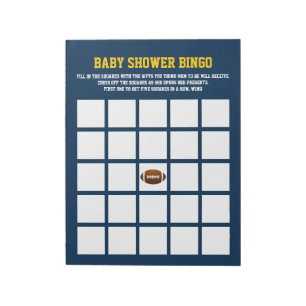 Blue Gult FOOTBALL babydusch BINGO GAME Anteckningsblock