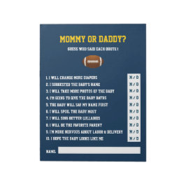 Blue Gult FOOTBALL babydusch Guessing GAME Anteckningsblock