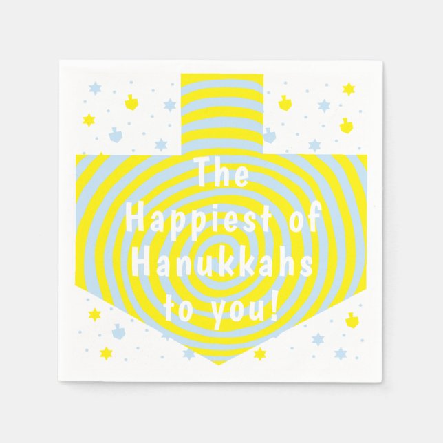 Blue Gult Hanukkah Swirl Dreidel Pappersservett (Framsidan)