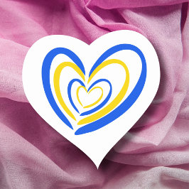 Blue Gult Heart Kärlek och Peace Ukraina Inspired Hjärtformat Klistermärke