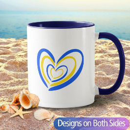 Blue Gult Heart Peace Anti Krig Ukraina Inspired Mugg