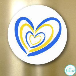 Blue Gult Heart Ukraina Inspired Peace Anti Krig Runt Klistermärke