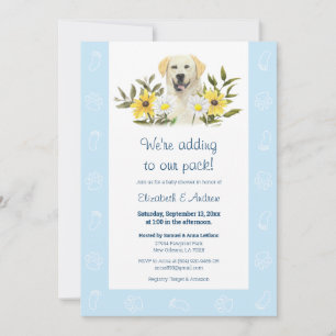 Blue Gult Labrador Hund Baby Shower-inbjudan Inbjudningar