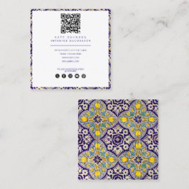 Blue Gult Mediterranean Insida Designer Fyrkantigt Visitkort
