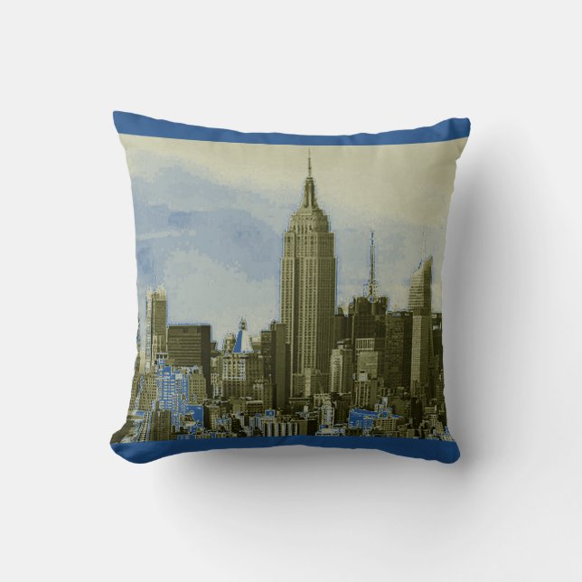 Blue Gult Pop Art New York City Dekorativ kudde (Framsida)