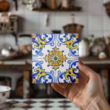 Blue Gult Portuguesa Mosaic Azulejo Art