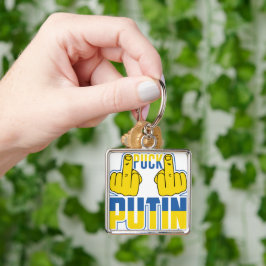 BLUE & GULT PUCK PUTIN MITTEN FINGER FYRKANTIG SILVERFÄRGAD NYCKELRING